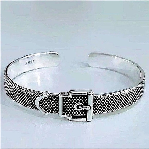 Sterling Silver Buckle Design Cuff Bracelet & Ring Bundle - Picture 3 of 8